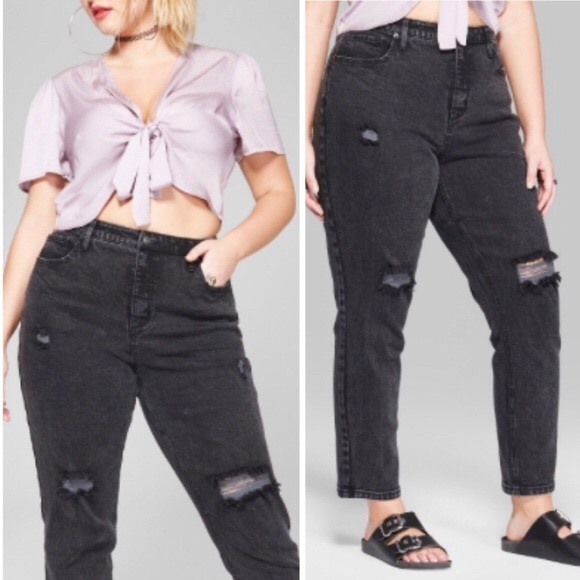 NWOT distressed high waisted mom jeans - Picture 2 of 2